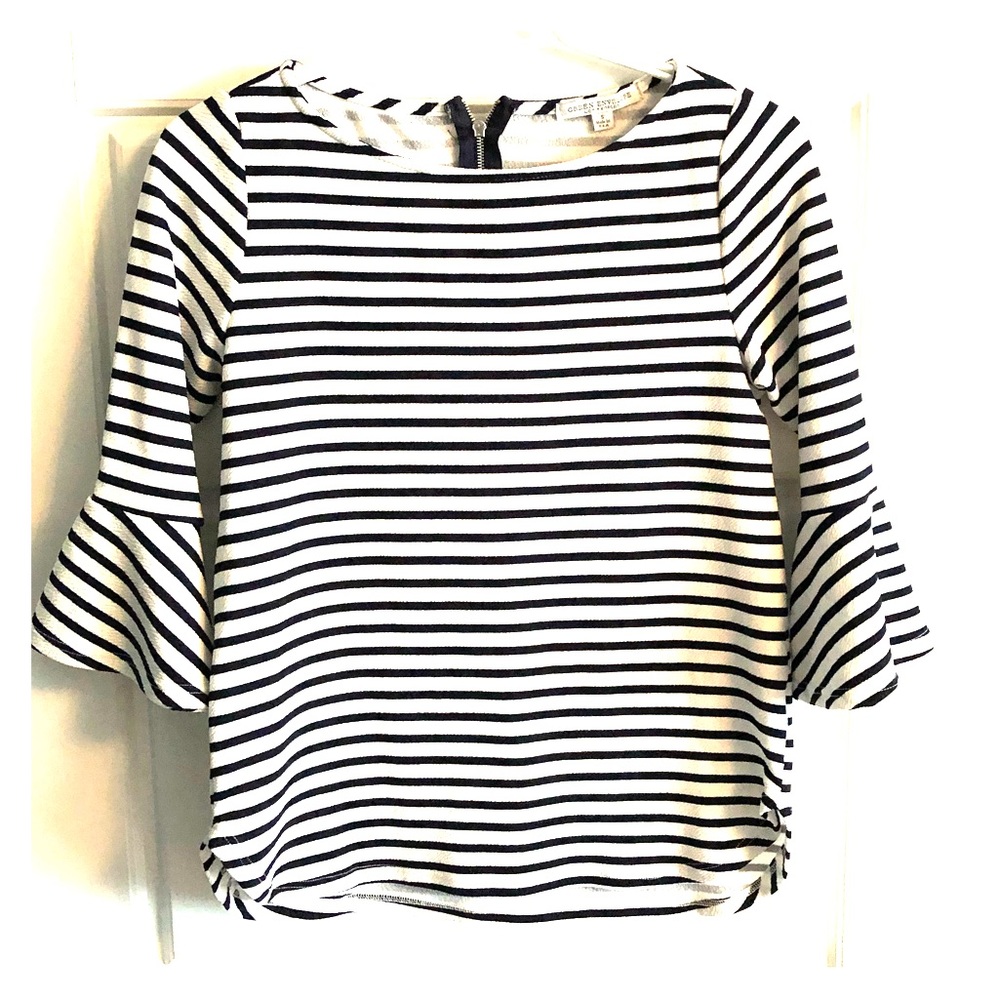 Striped 3/4 bell-sleeve top